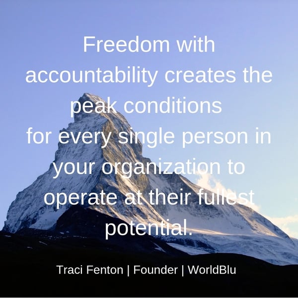Freedom with accountability creates the peak conditions for every single person in your organization to operate at their fullest potential.