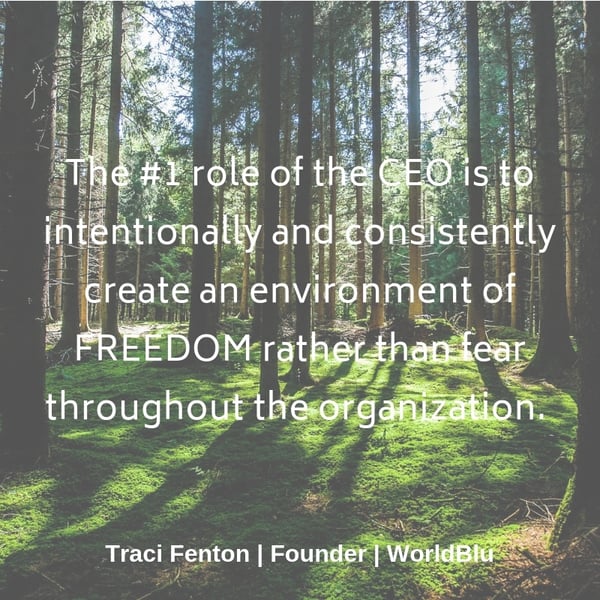 your #1 role is to intentionally and consistently create an environment of FREEDOM rather than fear throughout your organization.